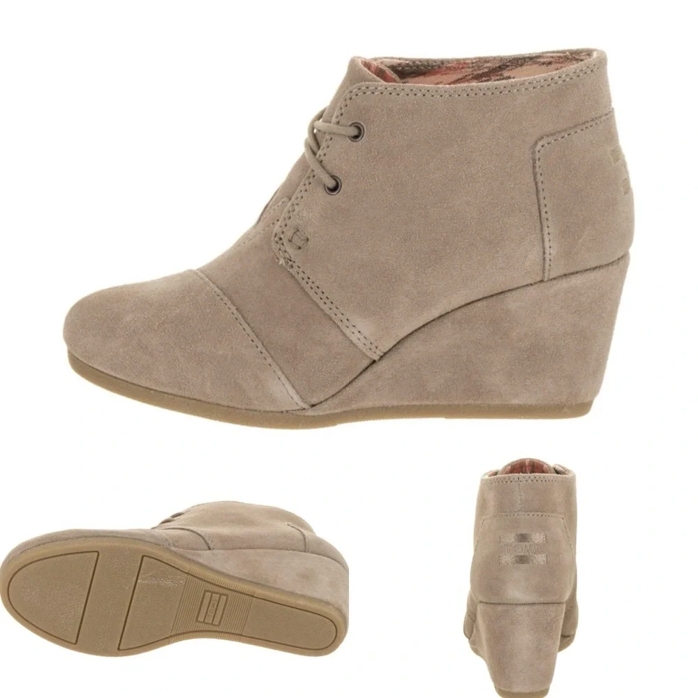 TOMS Women's Black Suede Desert Wedges SIZE‎ 10